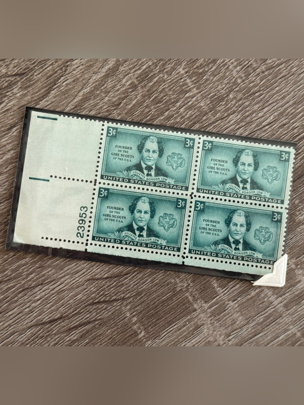 1948 - Juliette Low, Founder of the Girl Scouts Vintage Postage Stamp Block, Art